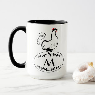 Svart och vitt hörn på ett monogram ägg mugg