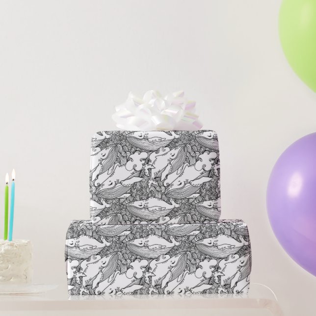 Svart och vitt hump-val presentpapper (Festgåvor)