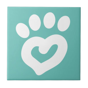 Svart och vitt Hund Heart Paw Skriv ut skalning Kakelplatta