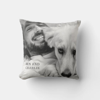 Svart och vitt Hund Photo Kudde