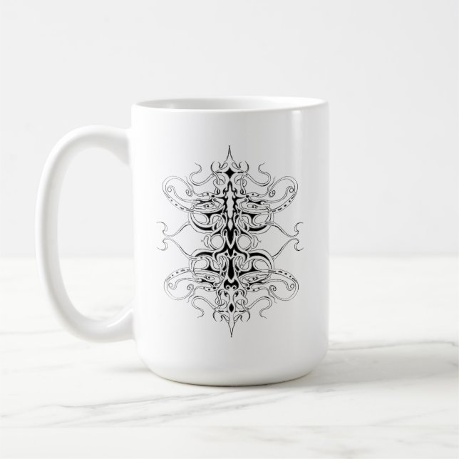 Svart och vitt imperium tribal design kaffemugg (Vänster)