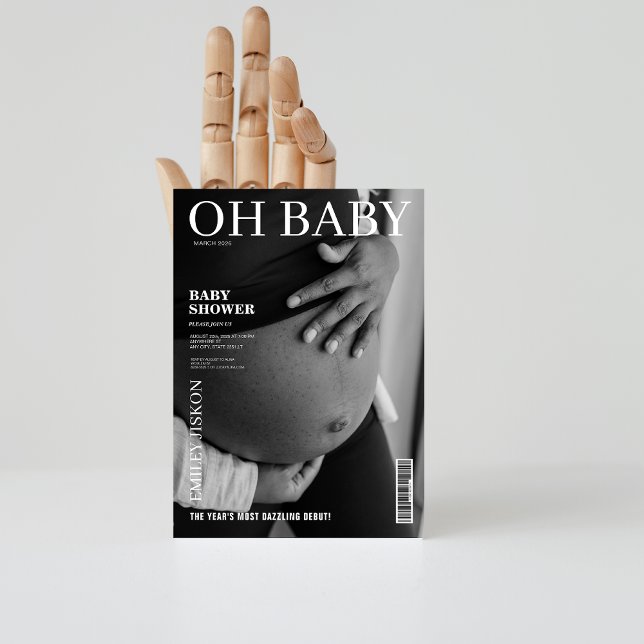 Svart och vitt journalhölje, foto Babydusch Inbjudningar (Skapare uppladdad)