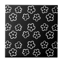 Svart och vitt juteflöde Y2K Mönster Kakelplatta