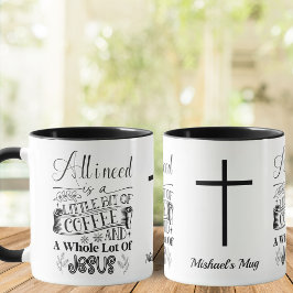 svart och vitt, kaffe och Jesus, kristen Mugg