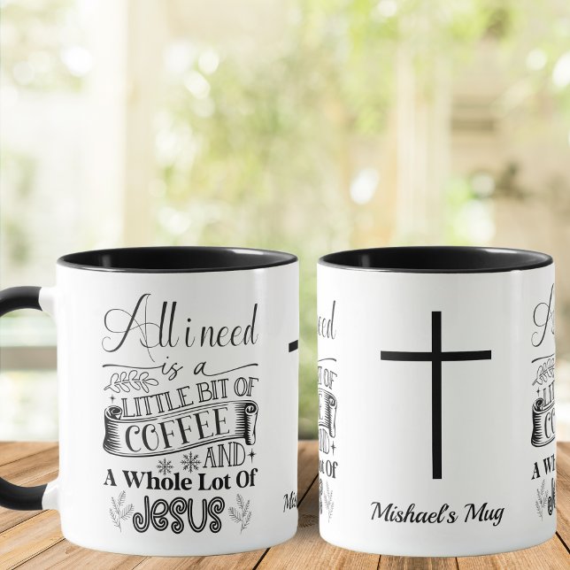svart och vitt, kaffe och Jesus, kristen Mugg (Skapare uppladdad)
