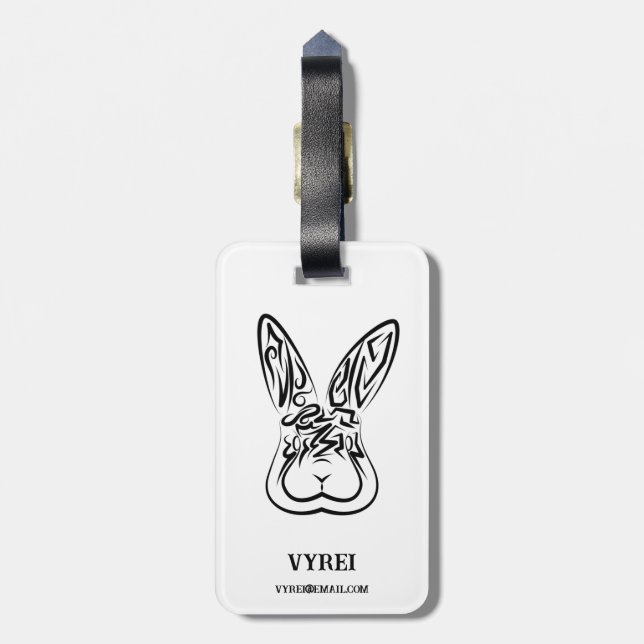 Svart och vitt kanin bagagebricka (Baksidan Lodrät)