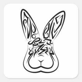Svart och vitt kanin fyrkantigt klistermärke