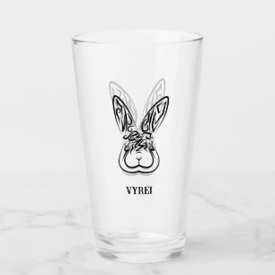 Svart och vitt kanin glaskopp
