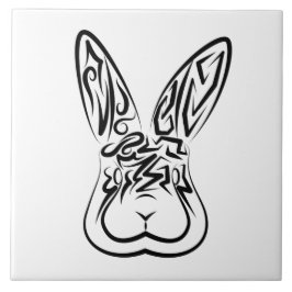 Svart och vitt kanin kakelplatta