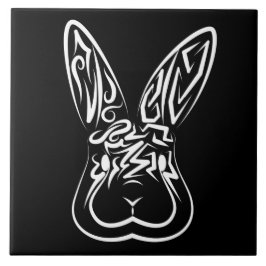 Svart och vitt kanin kakelplatta