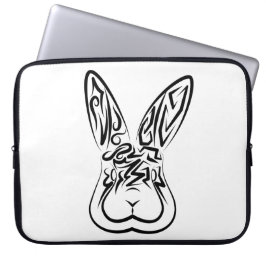 Svart och vitt kanin laptop fodral