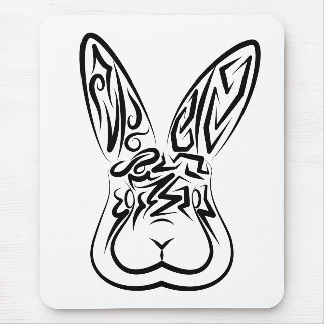 Svart och vitt kanin musmatta (Framsidan)
