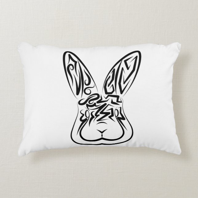Svart och vitt kanin prydnadskudde (Framsidan)