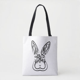 Svart och vitt kanin tygkasse