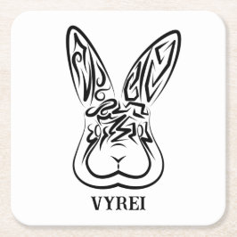 Svart och vitt kanin underlägg papper kvadrat