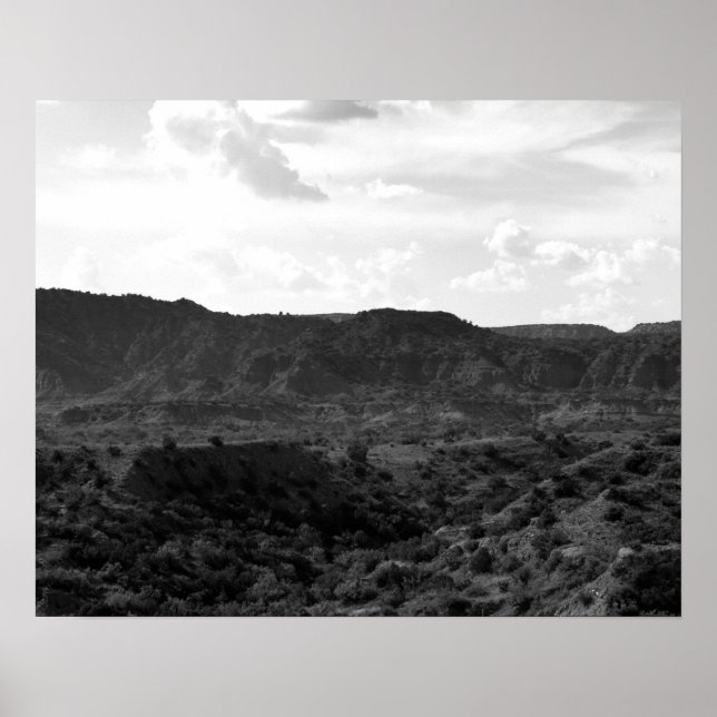 Svart och vitt kaprock Canyon liggande 16 x 20 Poster (Framsidan)