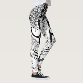 Svart och vitt kattdesign leggings