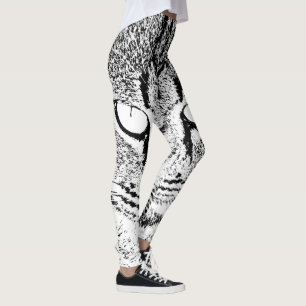 Svart och vitt kattdesign leggings