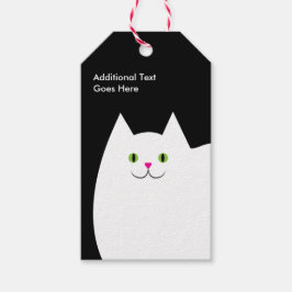 Svart och vitt kattdesign presentetikett