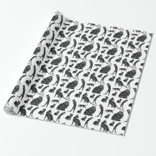 Svart och vitt katter Birthday Presentpapper