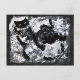 Svart och vitt kattfärg vykort