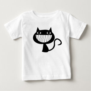 SVART OCH VITT KATTILLUSTRATION T-SHIRT