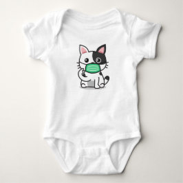 SVART OCH VITT KATTMASK BABY BODYSUIT T SHIRT