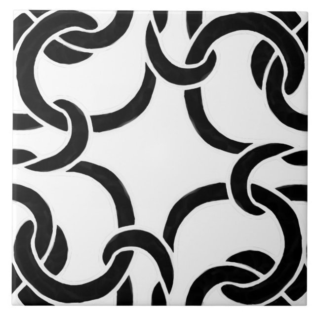 Svart och vitt keltiskt Knot Seamless Mönster Tile Kakelplatta (Framsidan)