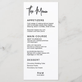 Svart och vitt klassiskt elegant bröllop meny