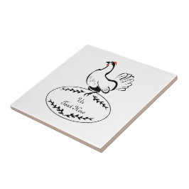 Svart och vitt klassiskt Hen på ett monogram ägg Kakelplatta