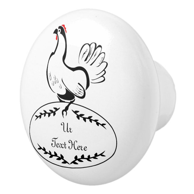 Svart och vitt klassiskt Hen på ett monogram ägg Knopp (Höger)