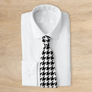 Svart och vitt klassiskt Houndstooth Slips