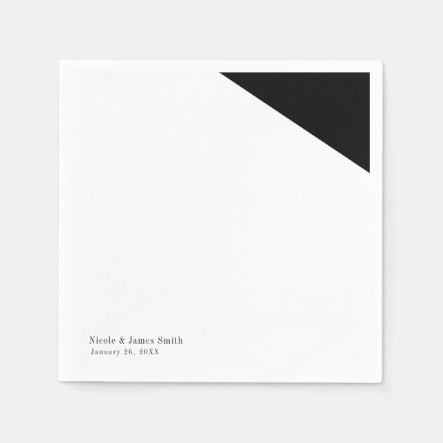 Svart och vitt klassutlösande triangelbröllop - mo pappersservett (Framsidan)