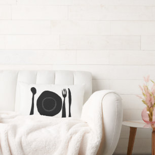 Svart och vitt köksverk lumbarkudde