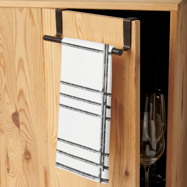 Svart och vitt köldställ för Rand Kökshandduk (Thirds Fold)