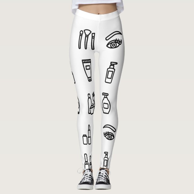 Svart och vitt konfektionerat skinn leggings (Framsida)
