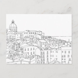Svart och vitt konst vykort från Lissabon Portugal
