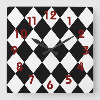 Svart och vitt kontrollpanelslås fyrkantig klocka