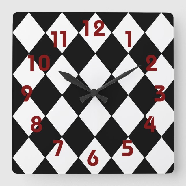 Svart och vitt kontrollpanelslås fyrkantig klocka (Framsida)