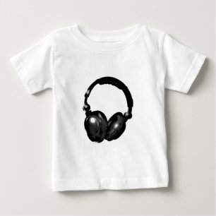 Svart och vitt konturhörlur t-shirt