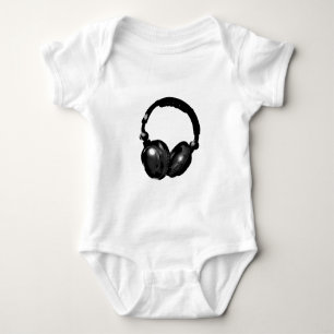 Svart och vitt konturhörlur tee shirt