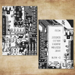 Svart och vitt kretskort av PCB-kort Tack Kort<br><div class="desc">Detaljerat fotografi av en pcb-kartong,  perfekt för elektroniska entusiaster. Den tryckta kretsens huvudsakliga färg: Svart och vit...  Påskägg: en söt liten hjärtform i kretsen.</div>