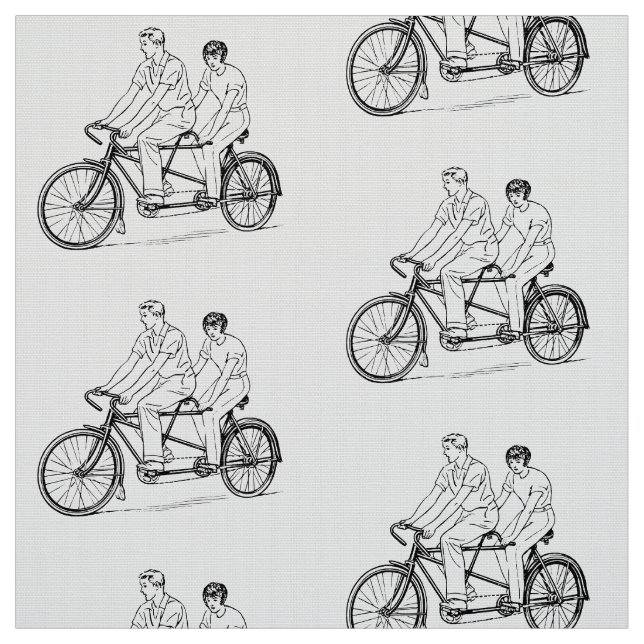 SVART OCH VITT KUPLE I RETRO TANDEM-BIKEL TYG (Prov)