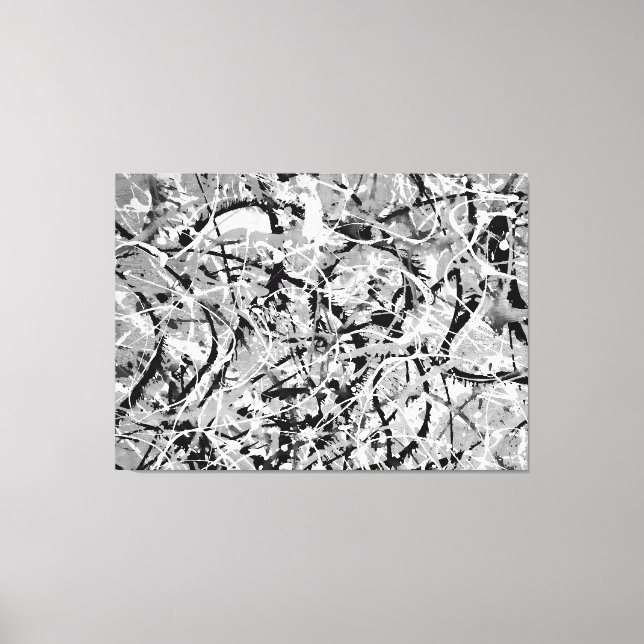 SVART OCH VITT L - Åtgärdsmålning -Abstrakt- Canvastryck (Framsida)