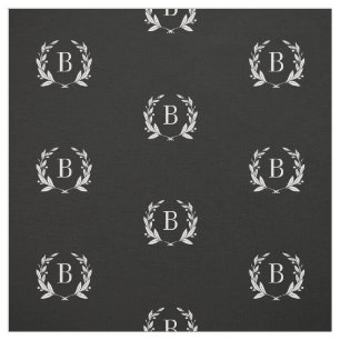 Svart och vitt Laurel-andningsmonogram Tyg