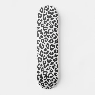 Svart och vitt leopard Skriv ut Animaliskt Skin Mö Skateboard Bräda 19,5 Cm