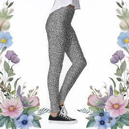 Svart och vitt leopard Skriv ut legeringar Leggings