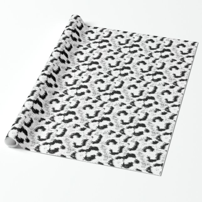 Svart och vitt leopard Skriv ut Skin Päls Presentpapper (Utrullad)
