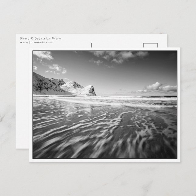 Svart och vitt liggande foto vykort (Fram/baksida)
