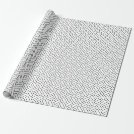 Svart och vitt linjärt blockmönster - Vitt Presentpapper